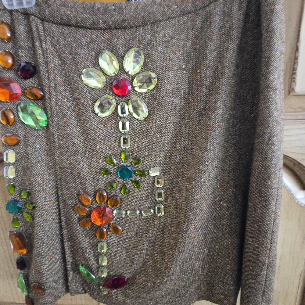 D&G Brown A-Line Skirt with Gem Embellishments
